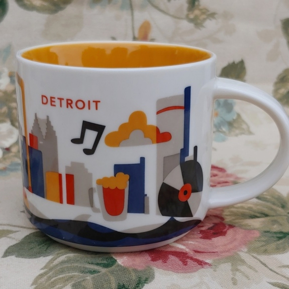 Starbucks Detroit You Are Here Yellow and White Collectible Mug